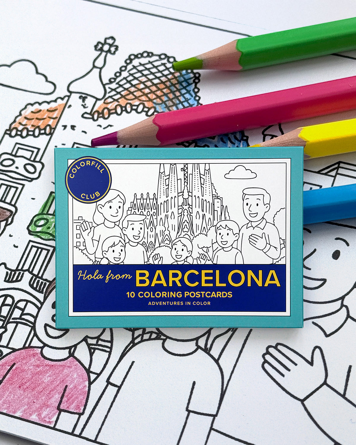 Barcelona Colouring Postcard Set