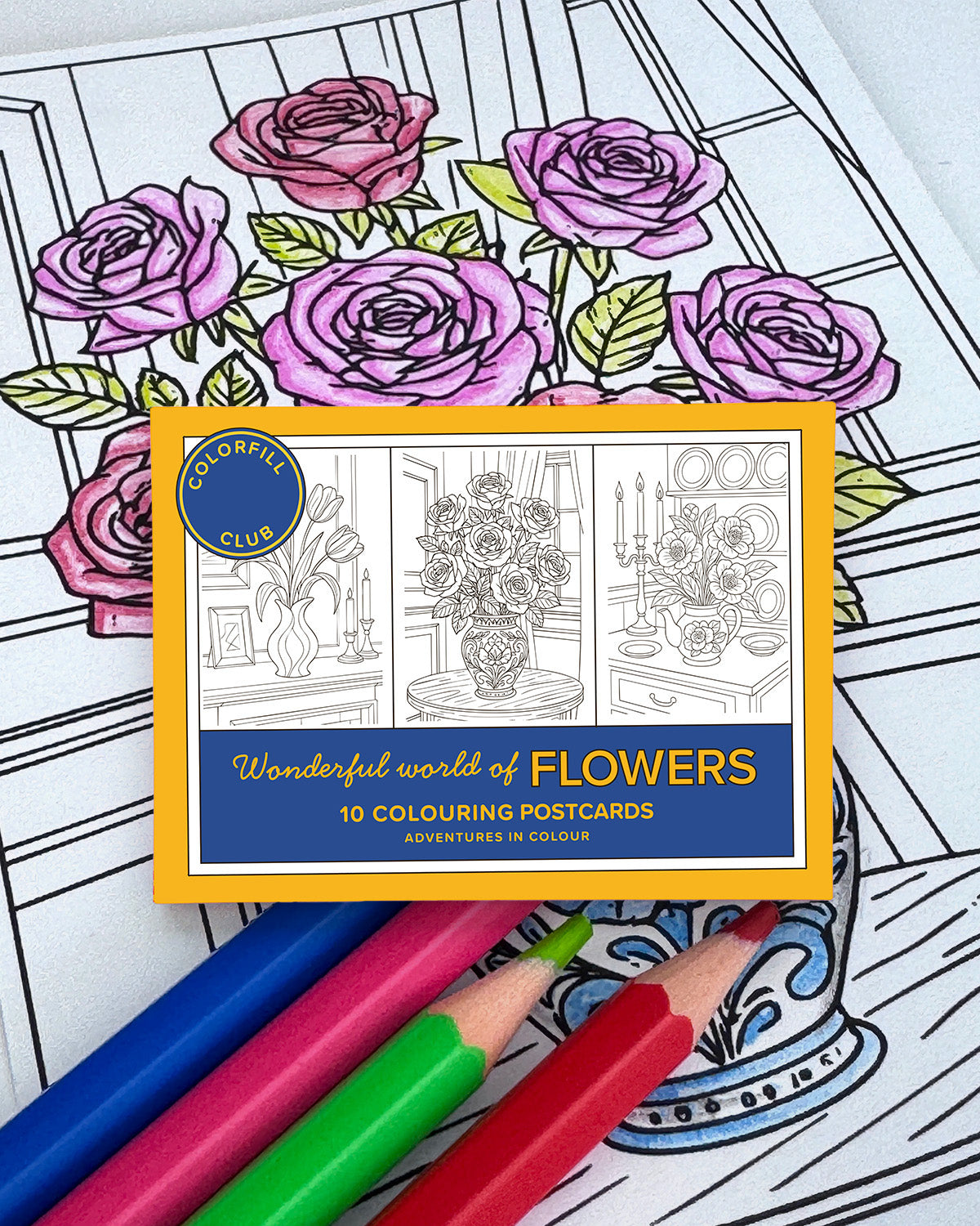 Flowers Colouring Postcard Set