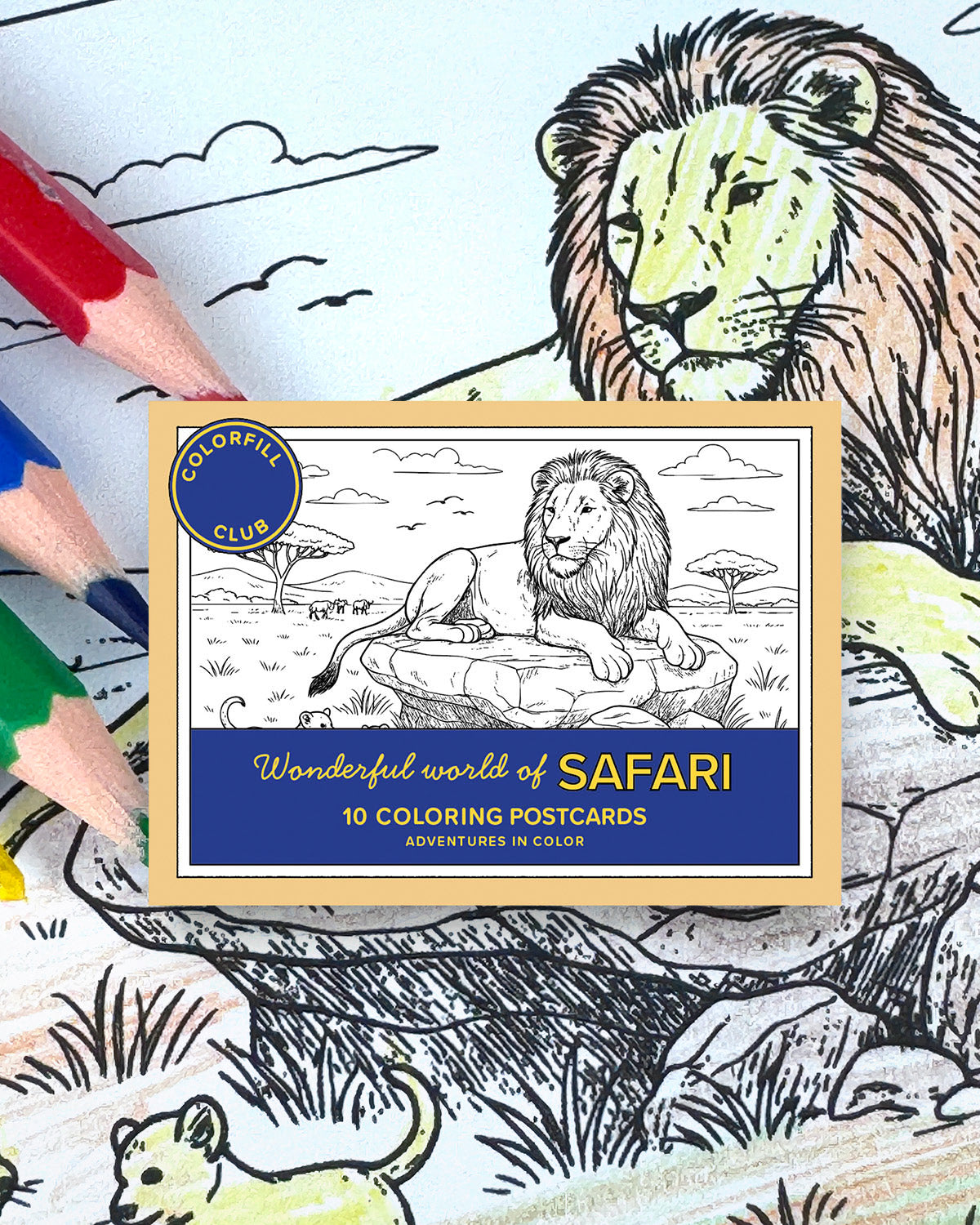Safari Colouring Postcard Set
