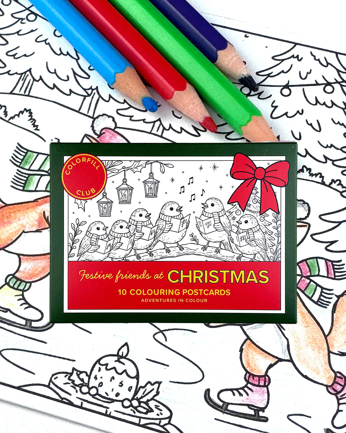 Christmas Friends Colouring Postcard Set